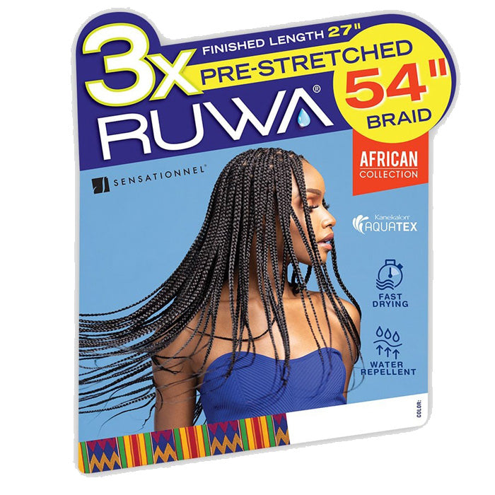 3x RUWA 54'' Sensationnel Synthetic Braids - 3X PRE-STRETCHED BRAID