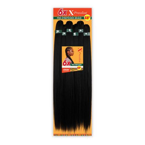 6x X-pression 58'' pre-stretched Sensationnel braiding hair