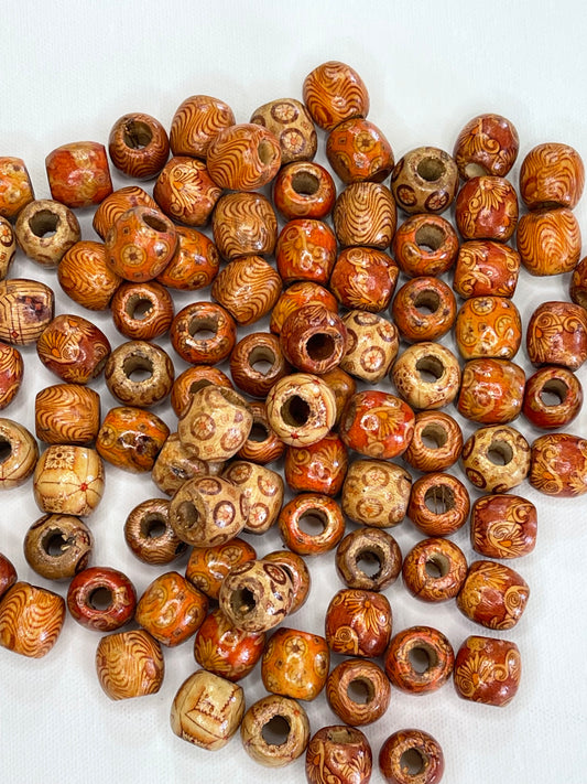 Barrel Shaped Wooden Beads for Braids 90 pcs